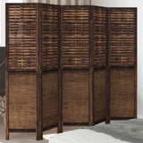 Room Divider 5 Panels Dark Brown Solid Wood Paulownia 358709