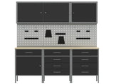 Work Cabinet 8 pcs Black and Grey Engineered Wood and Steel 3321446
