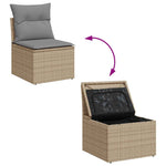 7 Piece Garden Sofa Set with Cushions Beige Poly Rattan Acacia 3327461