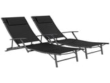 Set of Two Adjustable Back Sun Loungers - Black T3398P328478