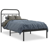 Metal Bed Frame without Mattress with Headboard Black 80x200cm 377108