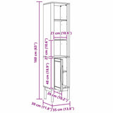 Bathroom Tall Cabinet FLORO Wax Brown 35 x 30 x 160 cm 42011239
