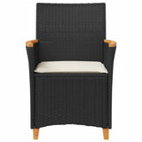 Garden Chairs with Cushions 2 pcs Black Poly Rattan&Solid Wood 368720