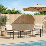 Outdoor Furniture Set 3 pcs Cream White Poly Rattan 42025361