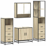 4 Piece Bathroom Furniture Set Sonoma Oak Engineered Wood 3301276