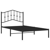 Metal Bed Frame without Mattress with Headboard Black 100x190cm 373783
