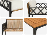 Outdoor Furniture Set 4 pcs Brown and Cream White Poly Rattan 42025344