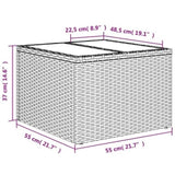 Garden Table with Glass Top Grey 55x55x37 cm Poly Rattan 366120
