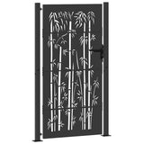 Garden Gate with Lock Black 110 x 205 cm Powder-Coated Steel 42015898