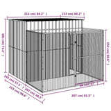 Dog House with Run Anthracite 214x253x181 cm Galvanised Steel 3189119