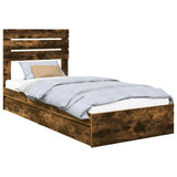 Storage Bed with Drawer Smoked Oak 90 x 190 cm Engineered Wood 3411602
