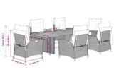 7 Piece Garden Dining Set with Cushions Grey Poly Rattan 3213151