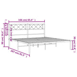 Metal Bed Frame without Mattress with Headboard White 160x200cm 372329