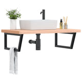 Basin Shelf Wall Mounted Steel and Solid Wood Beech 3302523