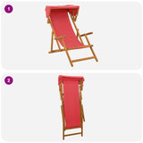 Deck Chair 2 pcs 3 Position Solid Eucalyptus Wood Red 3407807