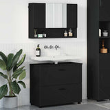 Bathroom Furniture Set 2 pcs Black Engineered Wood and Metal 3393014