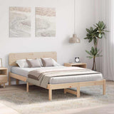 Bed Frame with Headboard Natural 140 x 190 cm Solid Pine Wood 872110