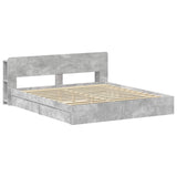 Bed Frame with Storage with Drawer Concrete Grey 200 x 200 cm 3433606