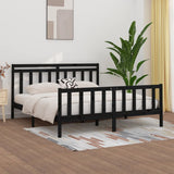 Bed Frame without Mattress Black Solid Wood Pine 200x200 cm 3107052