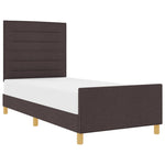 ZNTS Bed Frame in Dark Brown, 90x190 cm, Fabric 3344616