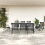 9 Piece Garden Dining Set Black Steel and Textilene 3200689