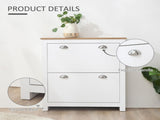 2 Drawer Shoe Cabinet Modern Narrow Shoe Cupboard Hallway Wooden Storage Organiser with Flip Doors T3398P344839