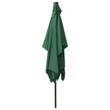 Garden Parasol with LEDs and Steel Pole Green 2x3 m 313786