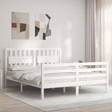 Bed Frame without Mattress White King Size Solid Wood 3194317