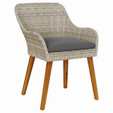 Garden Chair 2 pcs Light Grey 62.5 x 55 x 82 cm Poly Rattan 42006216