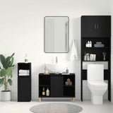 Sink Cabinet Black Oak 80x33x60 cm Engineered Wood 862127