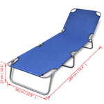 ZNTS Folding Sun Lounger Powder-coated Steel Blue 41477