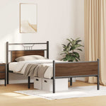 Bed Frame without Mattress Brown Oak 100x190 cm Engineered Wood 4107028
