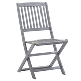 Outdoor Chair Set of 8 Grey Acacia Wood Standard Foldable 3078289