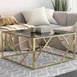 Coffee Table Gold Stainless Steel and Tempered Glass 349948