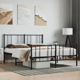 Metal Bed Frame without Mattress with Footboard Black 120x190cm 352495