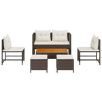 Garden Sofa Set 6 pcs Brown and cream Poly Rattan 4104701