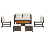 Garden Sofa Set 6 pcs Brown and cream Poly Rattan 4104701