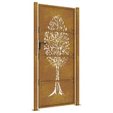 Garden Gate 100x200 cm Corten Steel Tree Design 153165