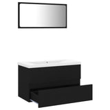Bathroom Furniture Set Black Engineered Wood 3071595