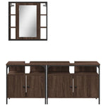 ZNTS 3 Piece Bathroom Cabinet Set Brown Oak Engineered Wood 3214729