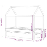 Kids Bed Frame with a Drawer White Solid Pine Wood 70x140 cm 322139