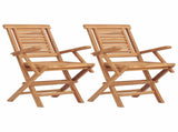 5 Piece Folding Garden Bistro Set Natural Solid Teak Wood 3434112