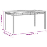 Garden Table Beige 140x80x75 cm Poly Rattan Acacia Wood 366278