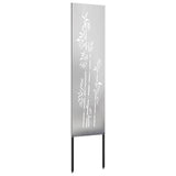 Garden Privacy Screen Floral Silver 32 x 140 cm Stainless steel 876228