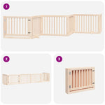 Dog Gate with Door Foldable 6 Panels 480 cm Poplar Wood 3155665