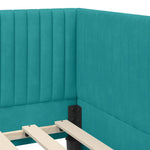 Corner Bed Frame with Headboard Turquoise 90 x 200 cm Velvet 42016274