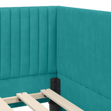 Corner Bed Frame with Headboard Turquoise 100 x 200 cm Velvet 42016284