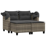 Garden Sofa Light grey PE rattan, powder-coated steel, polyester 365786