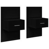 ZNTS Wall-mounted Bedside Cabinets with LED Lights 2 pcs Black 848160