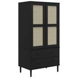 Wardrobe SENJA Rattan Look Black 90x55x175 cm Solid Wood Pine 358036
